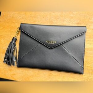 Guess Black Leather Clutch with Tassel